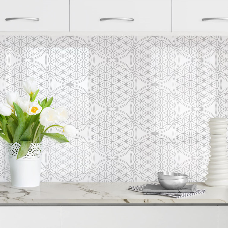 Isabelline Kitchen Backsplash - Flower Of Life Pattern Gold | Wayfair.co.uk